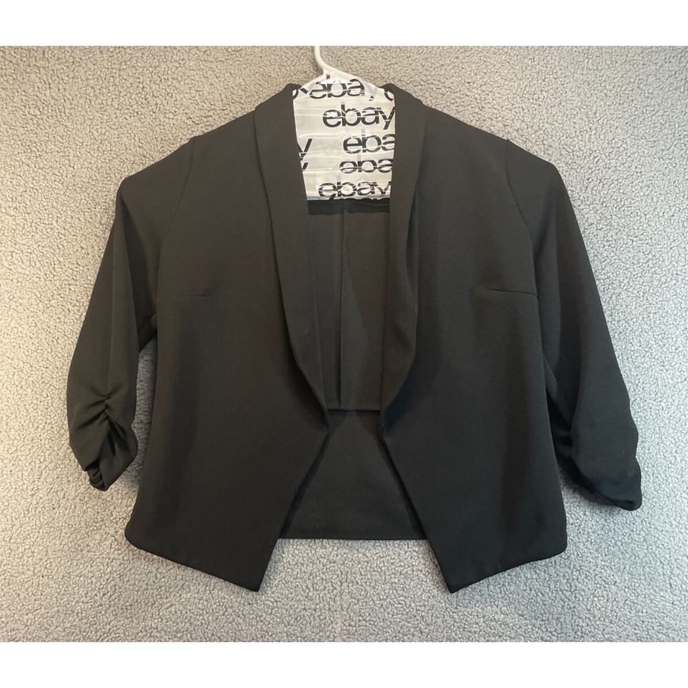 POGTMM Women's BLACK Open Front‎ Blazer Size Large  100% Polyester